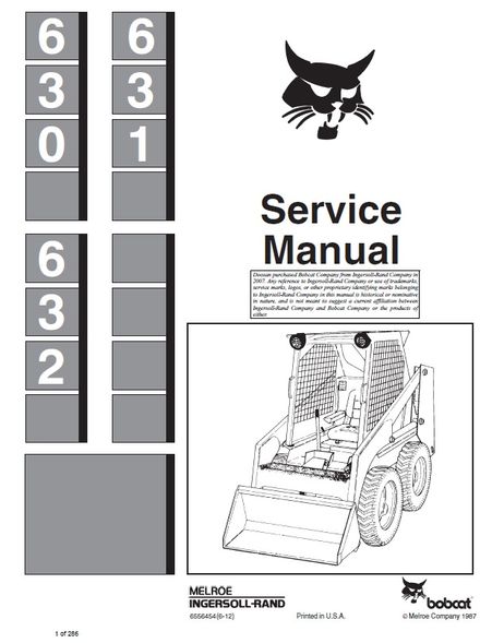 BOBCAT 630 631 632 Skid Steer Loader Service repair manual (p. nb. 6556454 6-12)