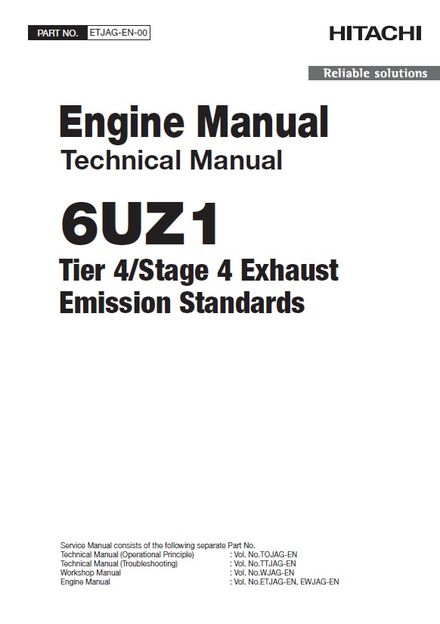 HITACHI 6UZ1 ENGINE TIER 4 STAGE 4 EXHAUST TECHNICAL MANUAL (ETJAG-EN-00)