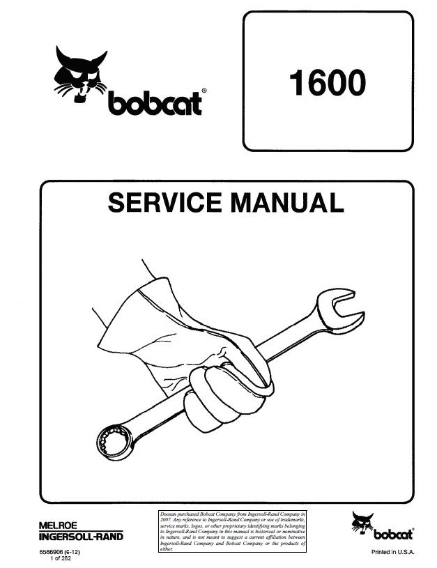 BOBCAT 1600 Loader Service repair manual (p. nb. 6566906 6-12)