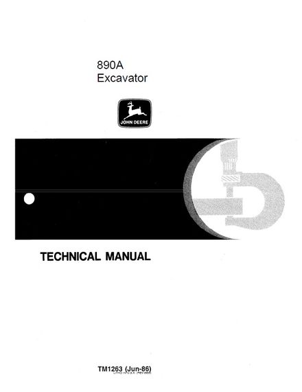 JOHN DEERE 890A EXCAVATOR TECHNICAL SERVICE REPAIR MANUAL (TM1263)