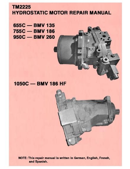 LINDE 655C HYDROSTATIC MOTOR ENGINE BMV 135 755C BMV 186 950C BMV 260 TECHNICAL SERVICE REPAIR 