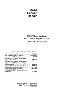 JOHN DEERE 844J LOADER TECHNICAL REPAIR MANUAL (TM2307)