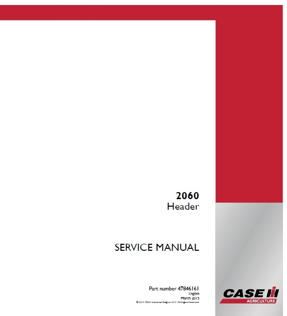 Case IH 2060 Header service repair manual (p. nb. 47846161)