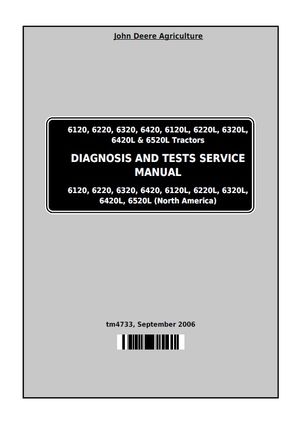 JOHN DEERE 6120, 6220, 6320, 6420, 6120L, 6220L, 6320L, 6420L, 6520L TRACTOR DIAGNOSIS TM4733