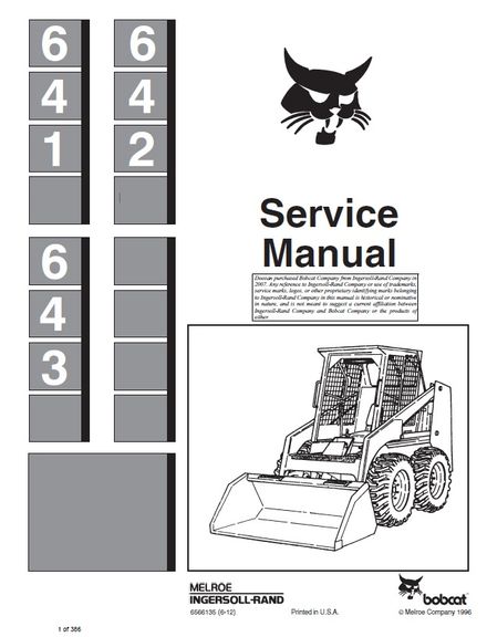 BOBCAT 641 642 643 Skid Steer Loader Service repair manual (p. nb. 6566135 6-12)