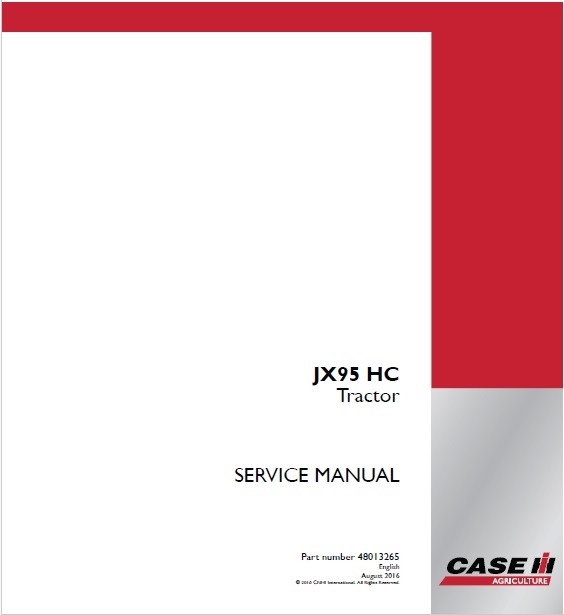 Case IH JX95 HC Tractor service repair manual (p. nb. 48013265)