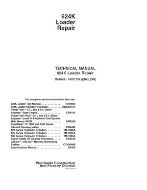 JOHN DEERE 624K LOADER TECHNICAL REPAIR MANUAL (TM10691)