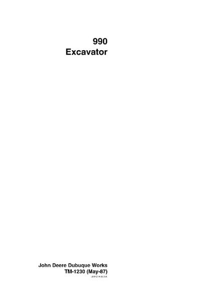 JOHN DEERE 990 EXCAVATOR TECHNICAL SERVICE REPAIR MANUAL (TM1230)