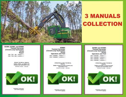 JOHN DEERE 803MH, 853MH, 859MH TRACKED HARVESTER REPAIR COLLECTION OF 3 FILES