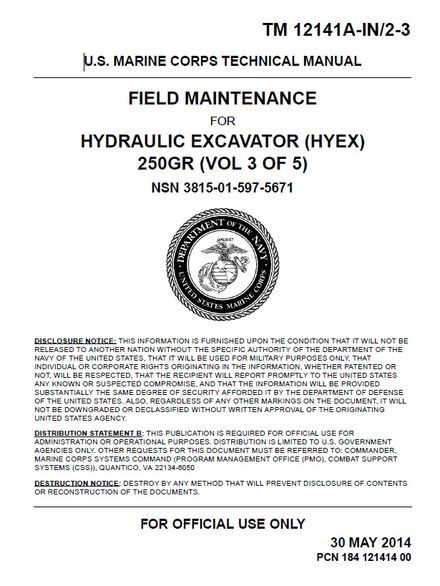 JOHN DEERE 250GR HYDRAULIC EXCAVATOR HYEX FIELD MAINTENANCE TECHNICAL SERVICE REPAIR MANUAL 