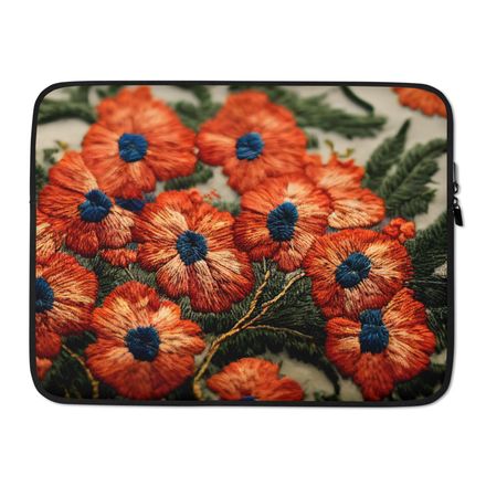 Embroidered Poppy Laptop Bag