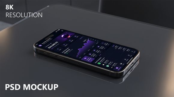 iPhone Laying Down Cinematic PSD Mockup