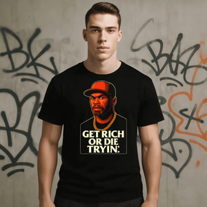Get Rich Or Die Tryin Vintage Logo Tee | 2000s Hip Hop Motivational T-Shirt
