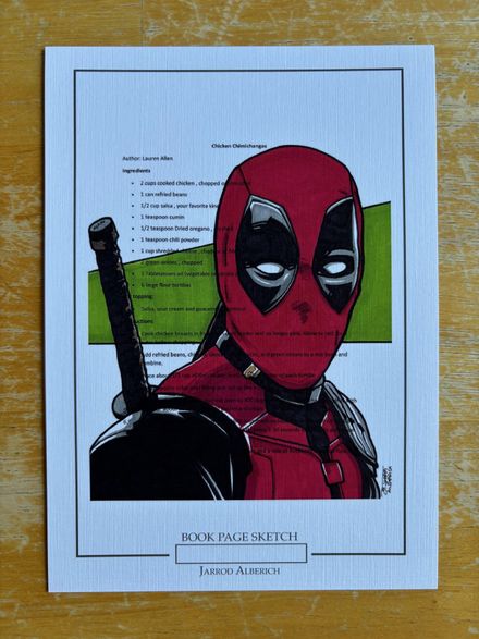 DEADPOOL - 5x7 Book Page Sketch Print