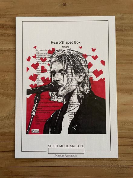 Nirvana: Kurt Cobain - 5x7 Lyrics Page Sketch Print