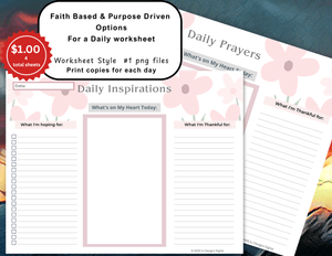 Faith based and purpose driven daily planner sheets