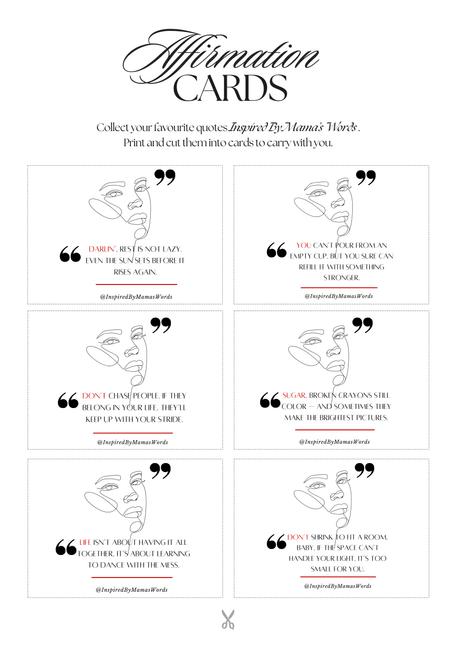 12 Affirmation Cards Digital download