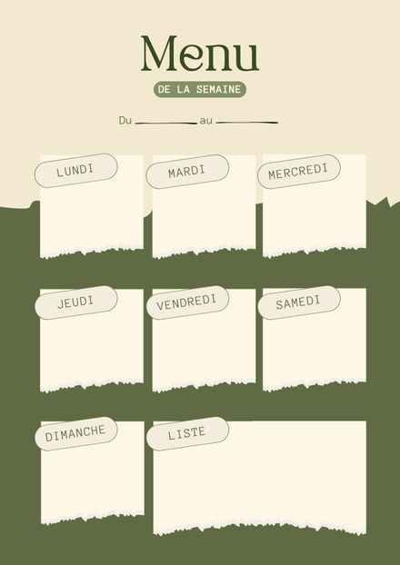 Mon planneur menu vert