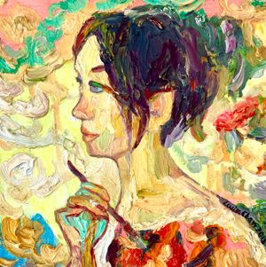 Self Portrait original painting by Louisa Chan