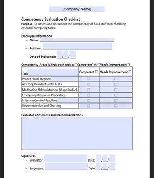 Competency Evaluation Checklist