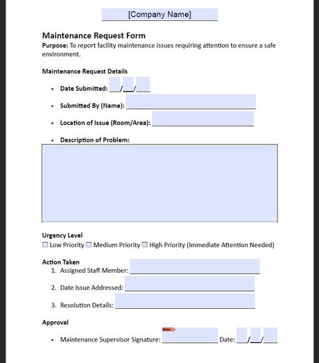 Maintenance Request Form