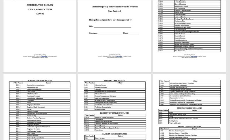 Free Sample Assisted Living Facility Manual