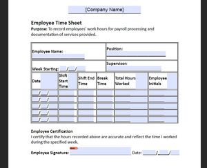 Employee Time Sheet