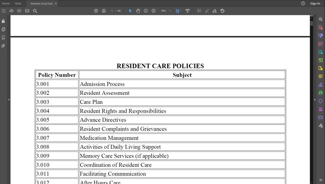 24/7 READ ONLY Access Assisted Living Facility Manual