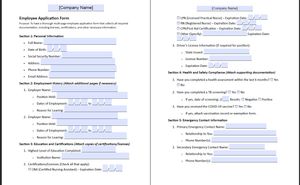 Employee Application Form