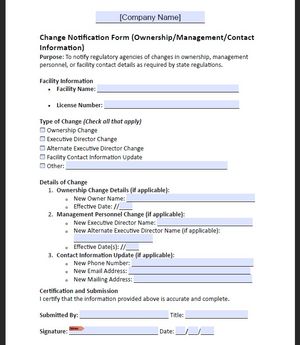 Change Notification Form (Ownership Management Contact)