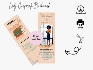 Lady Corporate Bookmark for Instant Download