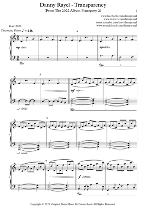 Danny Rayel - Transparency (Piano Sheet Music)