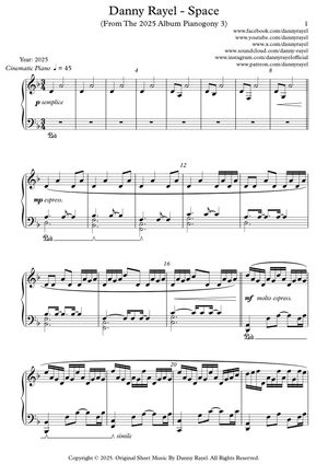 Danny Rayel - Space (Piano Sheet Music)