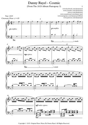 Danny Rayel - Cosmic (Piano Sheet Music)