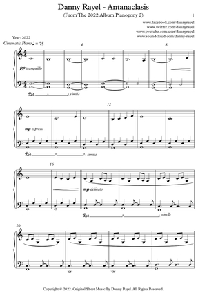 Danny Rayel - Antanaclasis (Piano Sheet Music)