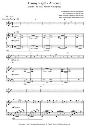 Danny Rayel - Absence (Piano Sheet Music)