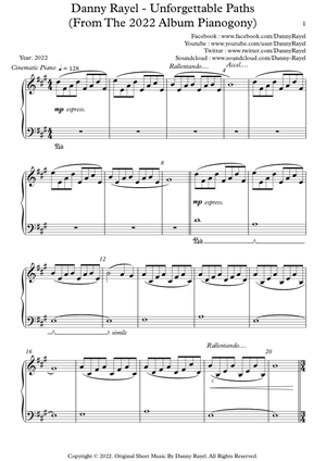 Danny Rayel - Unforgettable Paths (Piano Sheet Music)