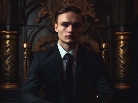 Antichrist sitting in throne