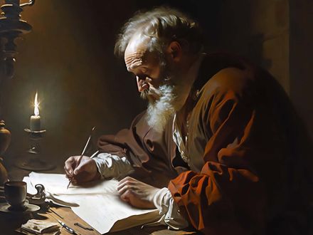 Apostle Paul Writing in Jail