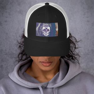Skull Embroidered Trucker Hat