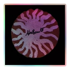 Red funky pattern holographic sticker 