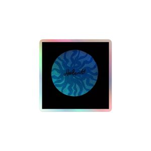 Blue funky pattern holographic sticker 