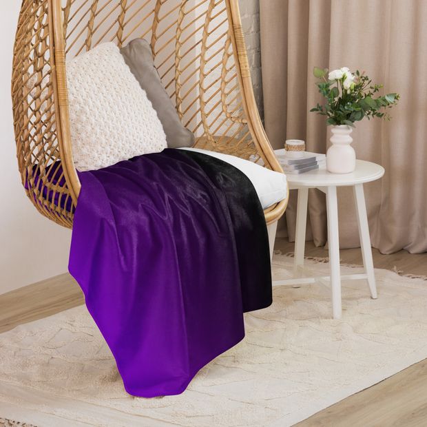 Black and Purple Ombre Sherpa Blanket