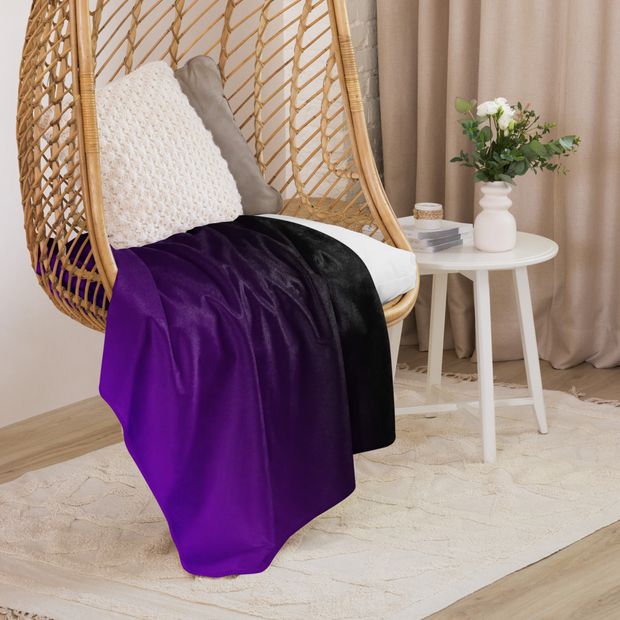 Black and Purple Ombre Sherpa Blanket