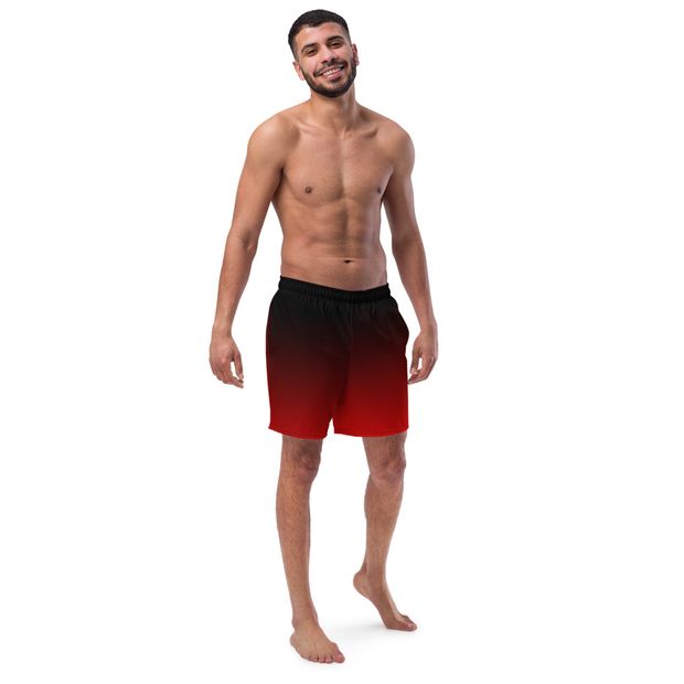 Black and Red Ombre Swim Trunks