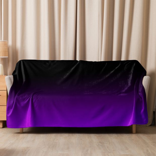 Black and Purple Ombre Sherpa Blanket