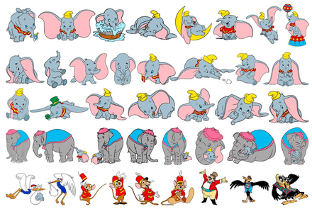 Bundle Files Pictures Digital Files Digital Art Dumbo Flying Elephant Cut Files Clipart SVG PNG PDF