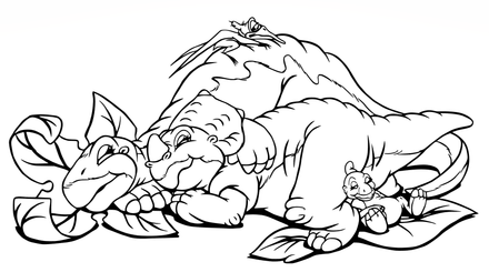 Picture Digital File The Land Before Time Dinosaurs Littlefoot Friends Sleeping Clipart SVG PNG PDF