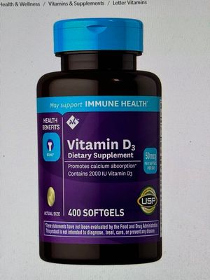 Vitamin D3, 50 mcg, 400 ct.