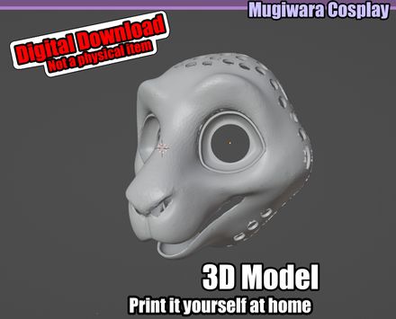 Goat 3D-model STL Fursuit Head Base for 3D-printing 